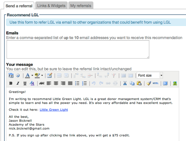 LGL Refer a Friend Program Little Green Light Knowledge Base